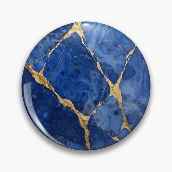 Item preview, Title Royal Blue Marble Gold Vein Abstract Luxury Wall Art Print designed and sold by PickyAura.