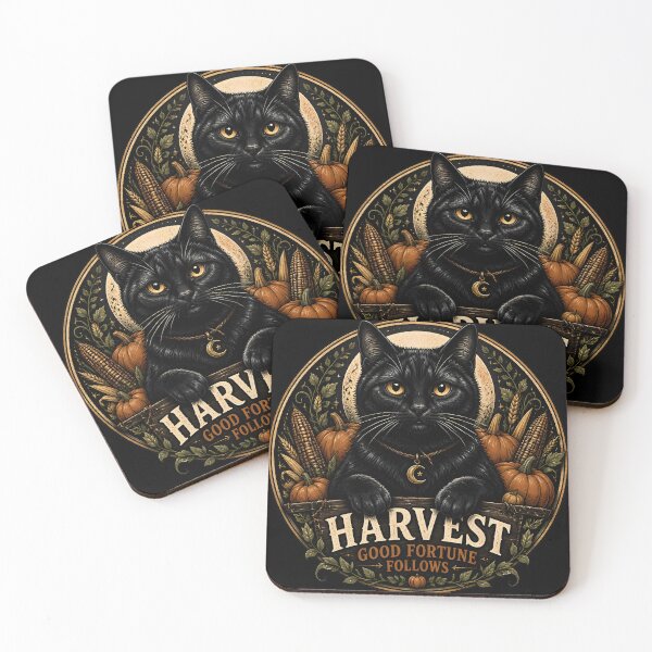 Item preview, Autumn Harvest Cat Retro Halloween Poster Halloween designed and sold by OliviaHayesArt.