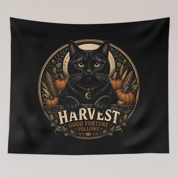 Item preview, Autumn Harvest Cat Retro Halloween Poster Halloween designed and sold by OliviaHayesArt.