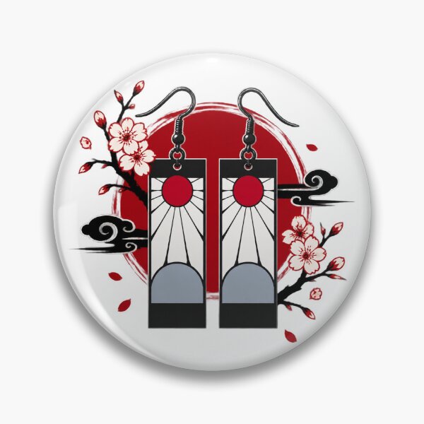 Item preview, Demon Slayer Inspired Hanafuda Earrings Fan Art Pair designed and sold by wafflemememaker.