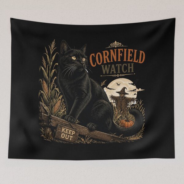 Item preview, Cornfield Cat Retro Halloween Poster Halloween designed and sold by OliviaHayesArt.