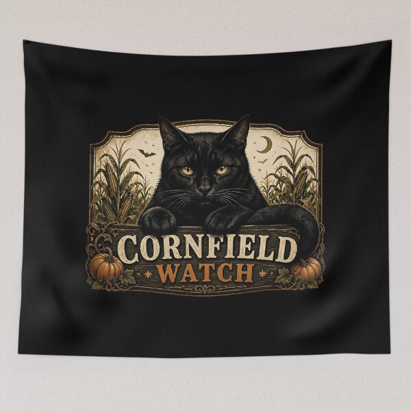 Item preview, Cornfield Cat Gothic Folk Illustration Halloween designed and sold by OliviaHayesArt.