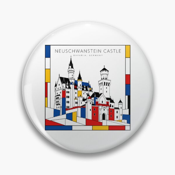 Item preview, Neuschwanstein Castle Mondrian Style Poster 3D designed and sold by CMYKStudio.