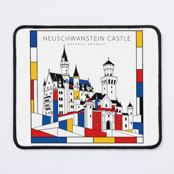 Item preview, Neuschwanstein Castle Mondrian Style Poster 3D designed and sold by CMYKStudio.