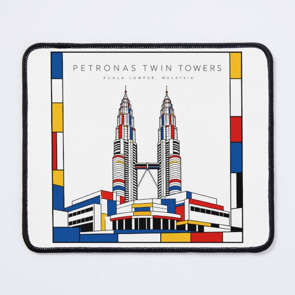 Item preview, Petronas Twin Towers Mondrian Style Poster 3D designed and sold by CMYKStudio.