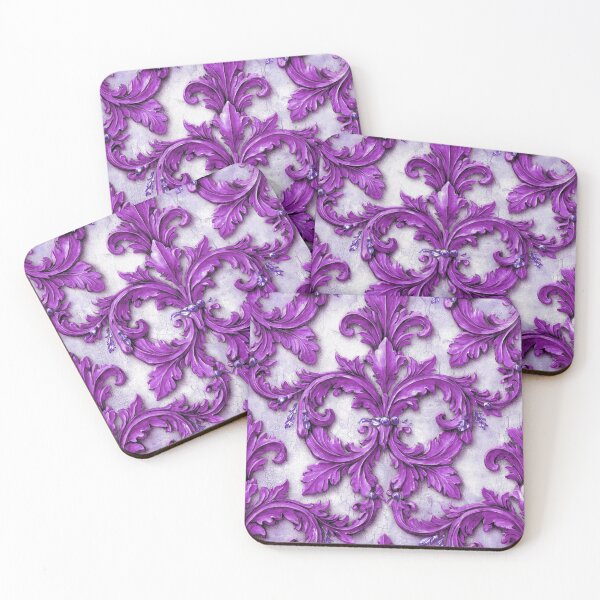 Item preview, Damask Flourish Purple On White designed and sold by Wordsmith-Cafe.