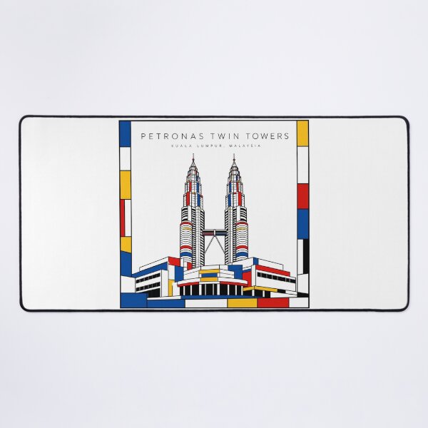 Item preview, Petronas Twin Towers Mondrian Style Poster 3D designed and sold by CMYKStudio.