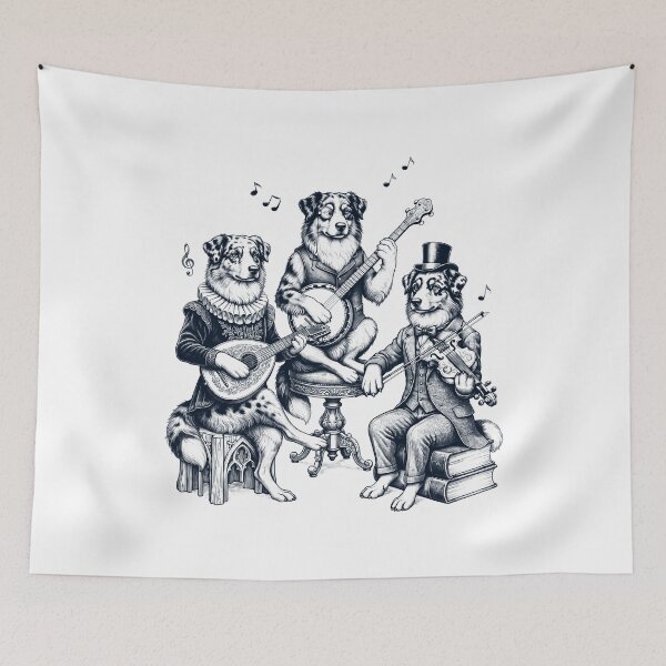 Item preview, Vintage Australian Shepherd Music Instrument Dog Lover designed and sold by dian-rody-crest.