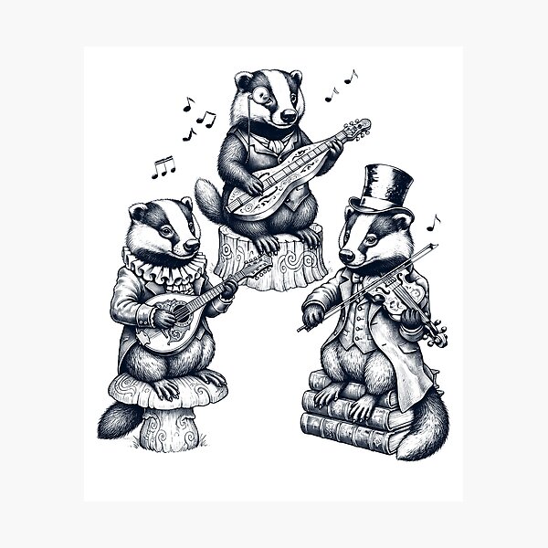 Item preview, Vintage Badger Music Instrument Animal Lover designed and sold by dian-rody-crest.