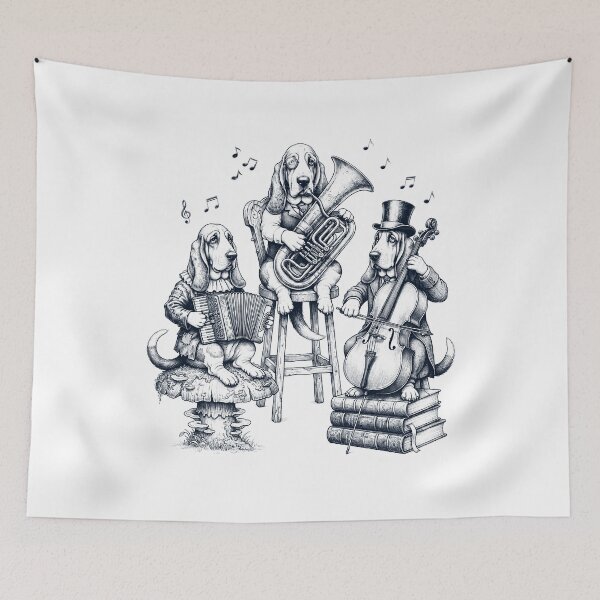 Item preview, Vintage Basset Hound Music Instrument Dog Lover designed and sold by dian-rody-crest.