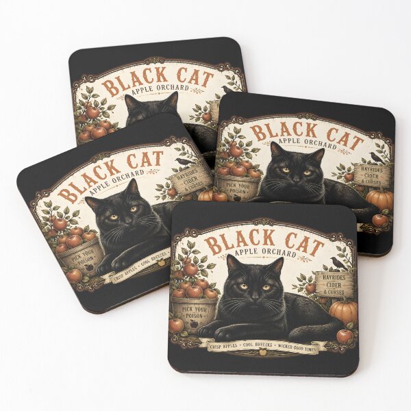 Item preview, Black Cat Apple Orchard Retro Halloween Poster Halloween designed and sold by OliviaHayesArt.