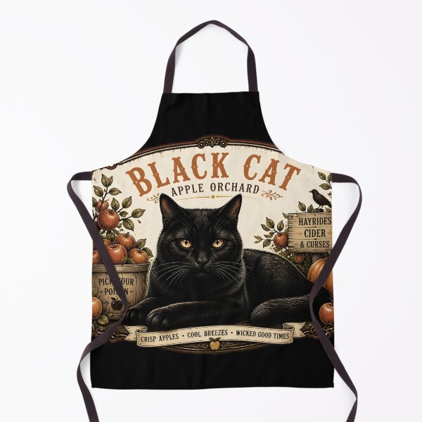 Item preview, Black Cat Apple Orchard Retro Halloween Poster Halloween designed and sold by OliviaHayesArt.