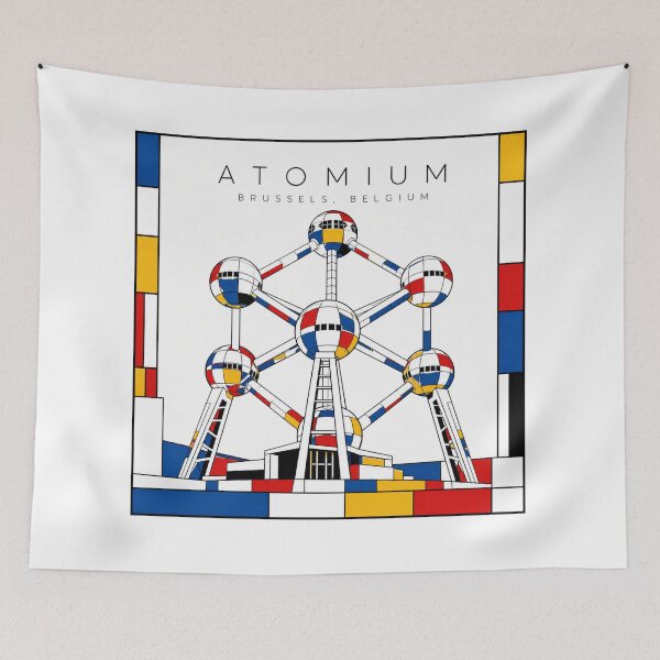 Item preview, Atomium Mondrian Style Poster 3D designed and sold by CMYKStudio.