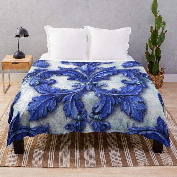 Item preview, Damask Flourish Royal Blue designed and sold by Wordsmith-Cafe.