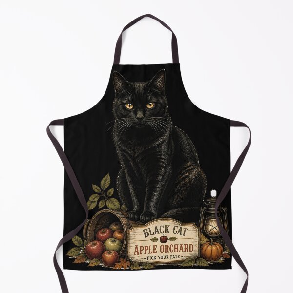 Item preview, Black Cat Apple Orchard Gothic Folk Illustration Halloween designed and sold by OliviaHayesArt.
