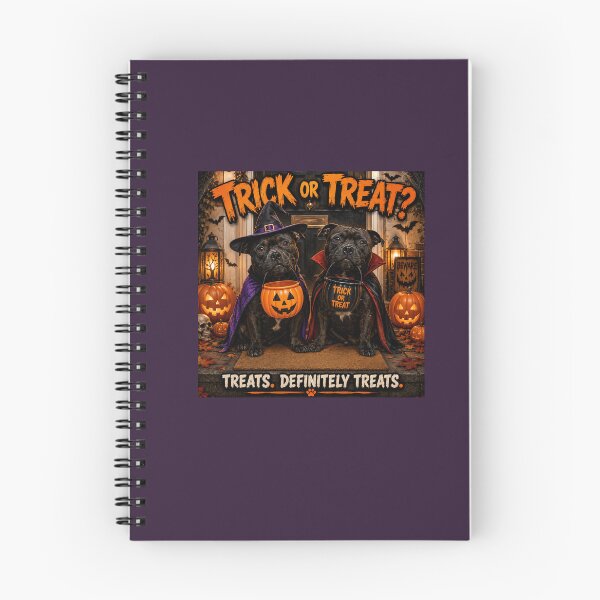Item preview, Trick or Treat Funny Staffie Halloween Dogs designed and sold by Hornace88studio.