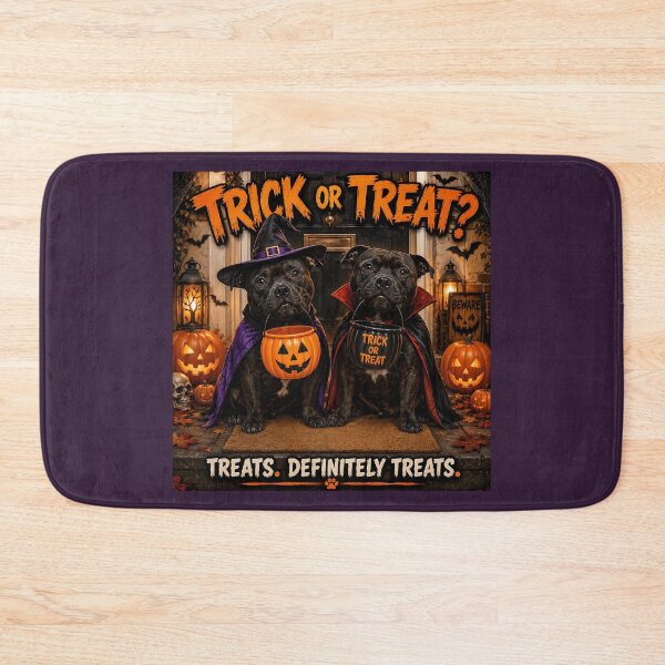 Item preview, Trick or Treat Funny Staffie Halloween Dogs designed and sold by Hornace88studio.