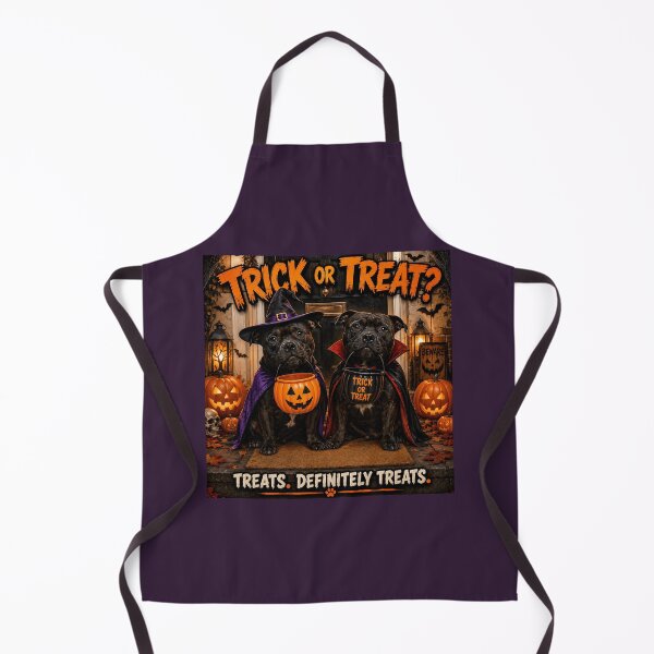 Item preview, Trick or Treat Funny Staffie Halloween Dogs designed and sold by Hornace88studio.