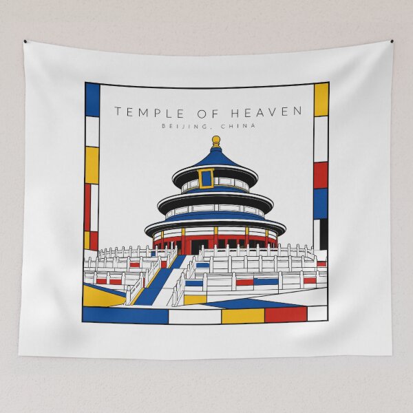 Item preview, Temple of Heaven Mondrian Style Poster 3D designed and sold by CMYKStudio.