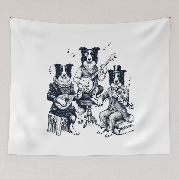 Item preview, Vintage Border Collie Music Instrument Dog Lover designed and sold by dian-rody-crest.