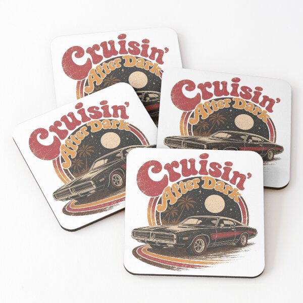 Item preview, Cruisin’ After Dark – Retro Muscle Car Night Drive designed and sold by Automotive Art by Greg.