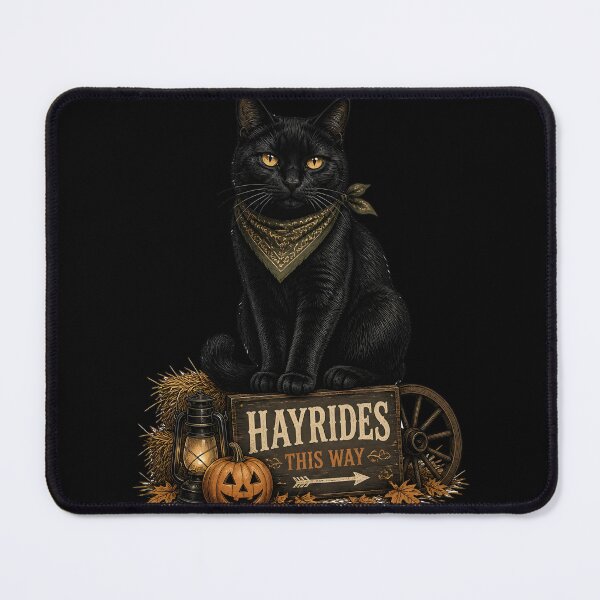 Item preview, Haunted Hayride Cat Retro Halloween Poster Halloween designed and sold by OliviaHayesArt.