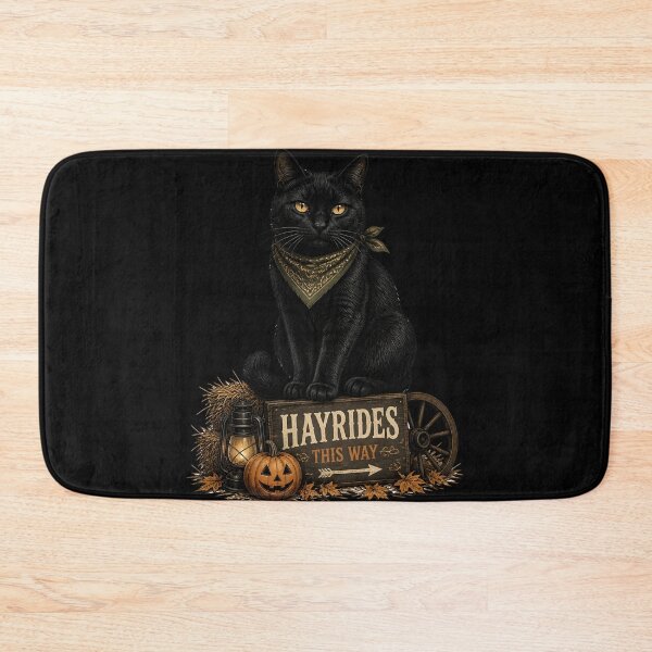 Item preview, Haunted Hayride Cat Retro Halloween Poster Halloween designed and sold by OliviaHayesArt.