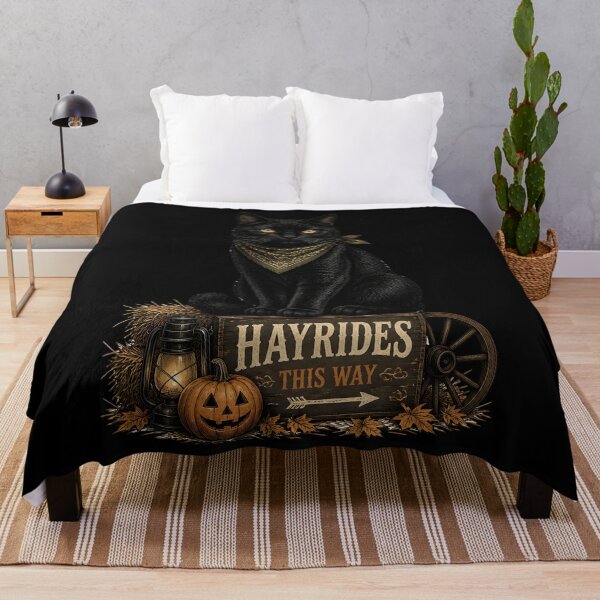 Item preview, Haunted Hayride Cat Retro Halloween Poster Halloween designed and sold by OliviaHayesArt.