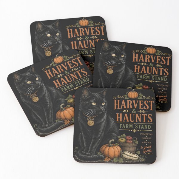 Item preview, Autumn Farm Stand Cat Retro Halloween Poster Halloween designed and sold by OliviaHayesArt.