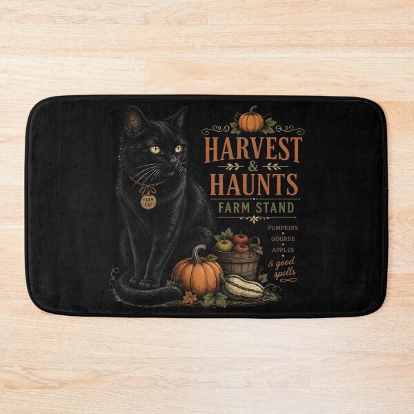 Item preview, Autumn Farm Stand Cat Retro Halloween Poster Halloween designed and sold by OliviaHayesArt.