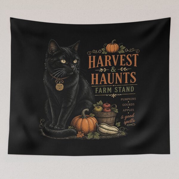 Item preview, Autumn Farm Stand Cat Retro Halloween Poster Halloween designed and sold by OliviaHayesArt.