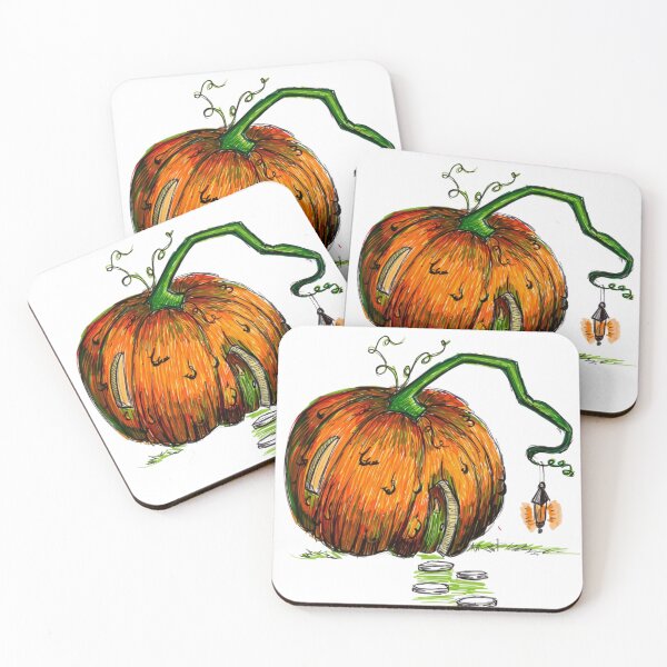 Item preview, Halloween Pumpkin House Fantasy Ink Art  designed and sold by Spacetrashpress.