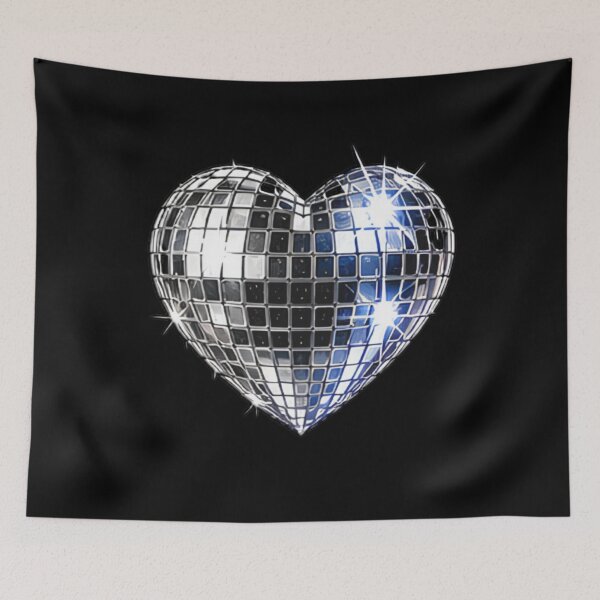 Item preview, Silver Heart Disco Ball Sparkle 70s Party Metallic Silver Disco Ball Heart Mirror Graphic designed and sold by Jt41.