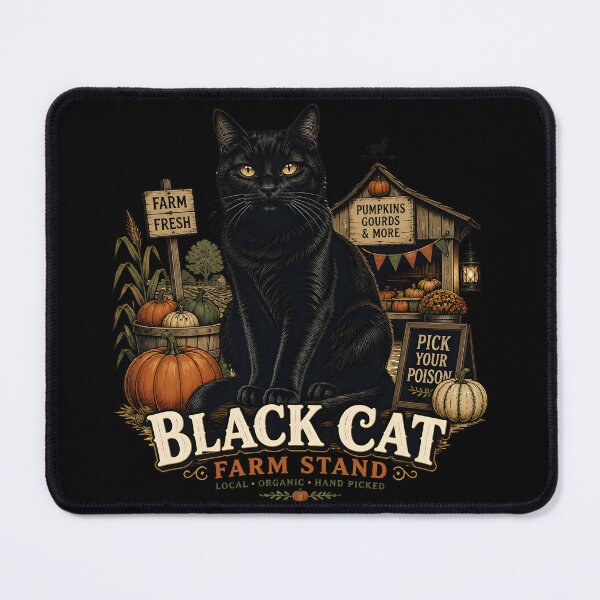 Item preview, Autumn Farm Stand Cat Gothic Folk Illustration Halloween designed and sold by OliviaHayesArt.