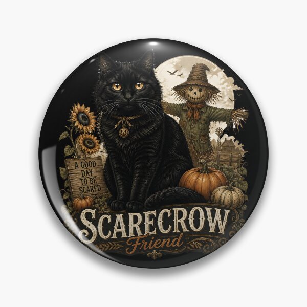 Item preview, Black Cat & Scarecrow Retro Halloween Poster Halloween designed and sold by OliviaHayesArt.