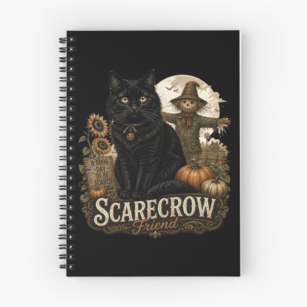 Item preview, Black Cat & Scarecrow Retro Halloween Poster Halloween designed and sold by OliviaHayesArt.