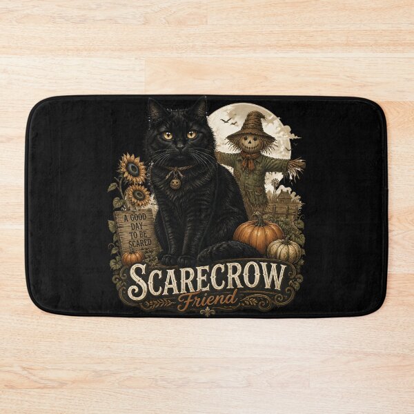 Item preview, Black Cat & Scarecrow Retro Halloween Poster Halloween designed and sold by OliviaHayesArt.