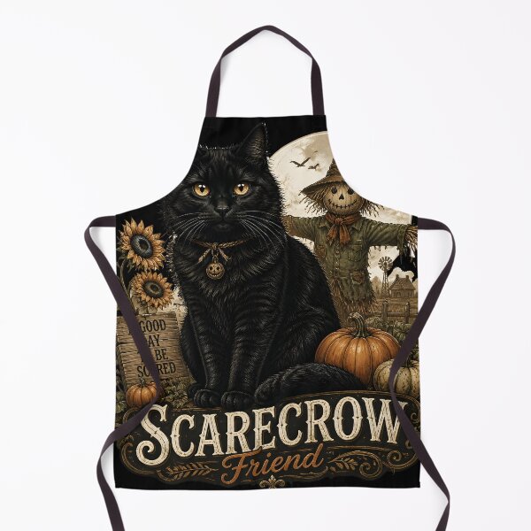 Item preview, Black Cat & Scarecrow Retro Halloween Poster Halloween designed and sold by OliviaHayesArt.