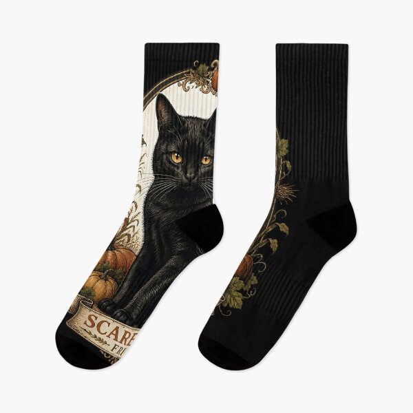 Item preview, Black Cat & Scarecrow Gothic Folk Illustration Halloween designed and sold by OliviaHayesArt.
