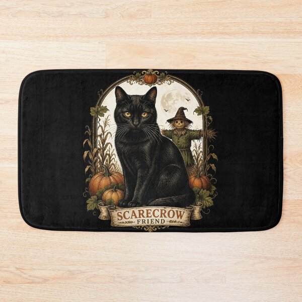 Item preview, Black Cat & Scarecrow Gothic Folk Illustration Halloween designed and sold by OliviaHayesArt.
