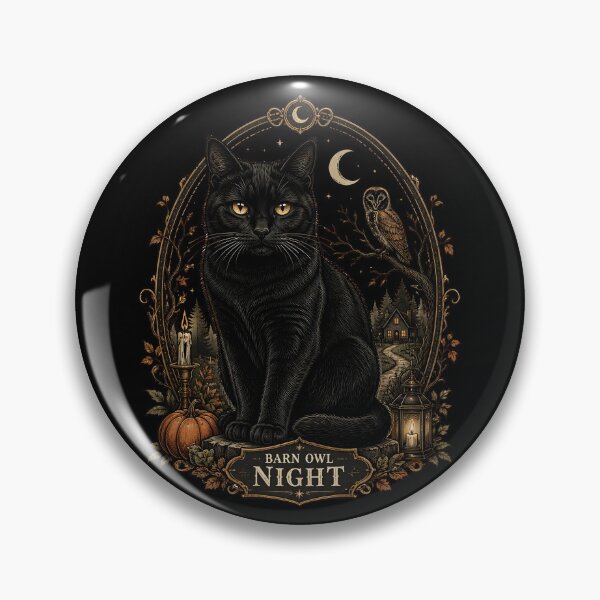 Item preview, Barn Night Cat Retro Halloween Poster Halloween designed and sold by OliviaHayesArt.