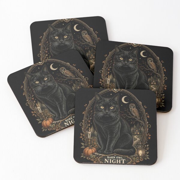 Item preview, Barn Night Cat Retro Halloween Poster Halloween designed and sold by OliviaHayesArt.