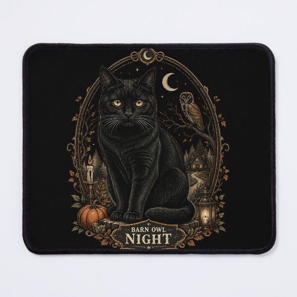 Item preview, Barn Night Cat Retro Halloween Poster Halloween designed and sold by OliviaHayesArt.