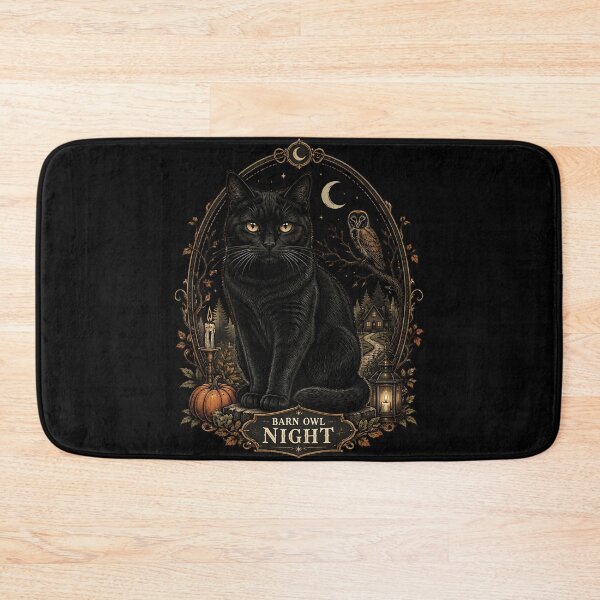 Item preview, Barn Night Cat Retro Halloween Poster Halloween designed and sold by OliviaHayesArt.