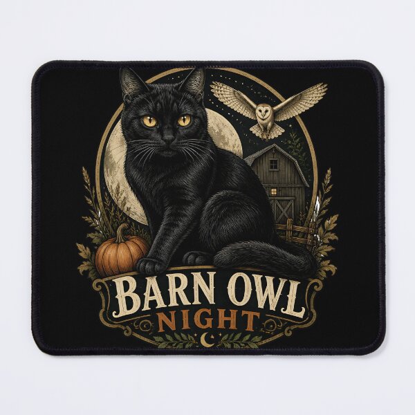 Item preview, Barn Night Cat Gothic Folk Illustration Halloween designed and sold by OliviaHayesArt.