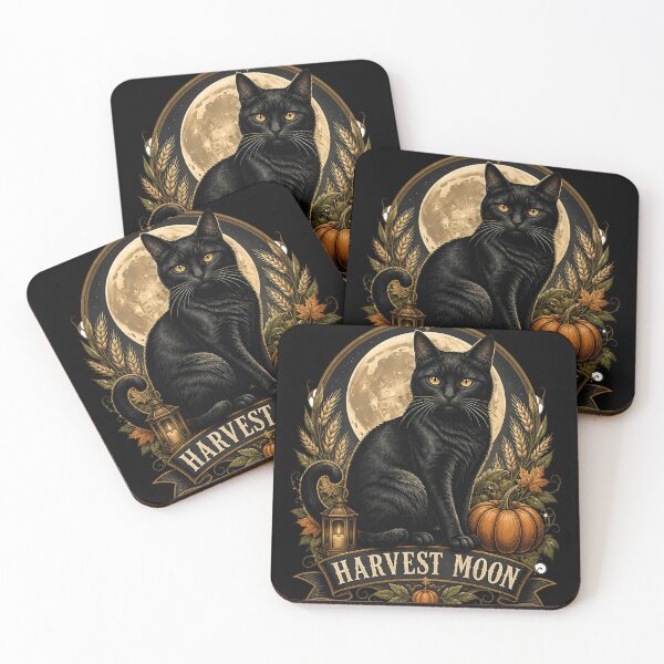 Item preview, Harvest Moon Black Cat Retro Halloween Poster Halloween designed and sold by OliviaHayesArt.