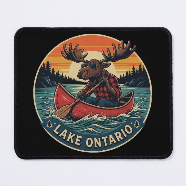 Item preview, Retro Moose Canoeing on Lake Canadian Wilderness Adventure designed and sold by Zizo-DR44.