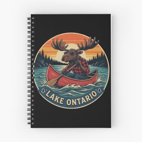 Item preview, Retro Moose Canoeing on Lake Canadian Wilderness Adventure designed and sold by Zizo-DR44.