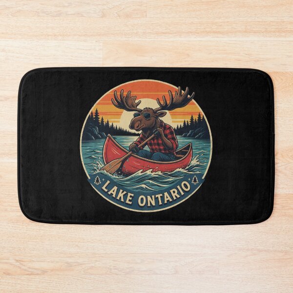 Item preview, Retro Moose Canoeing on Lake Canadian Wilderness Adventure designed and sold by Zizo-DR44.