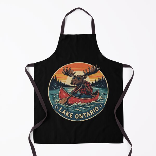 Item preview, Retro Moose Canoeing on Lake Canadian Wilderness Adventure designed and sold by Zizo-DR44.